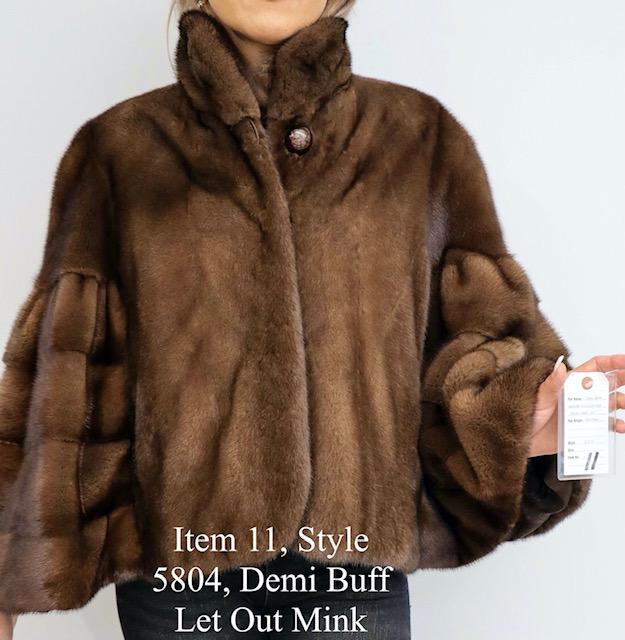 Gliagias Furs Women's Demi Buff Natural Fully Let Out Mink Cape 5804
