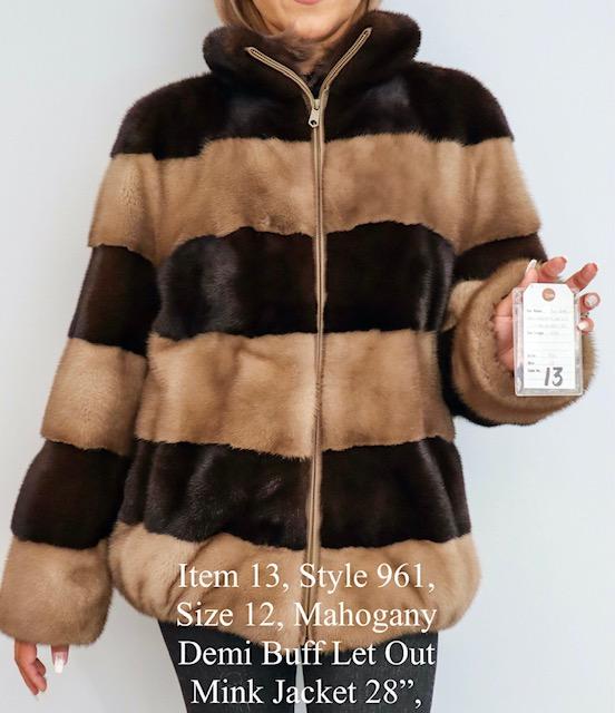 Gliagias Furs Women's Two Tone Mahogany Natural Mink Jacket 961