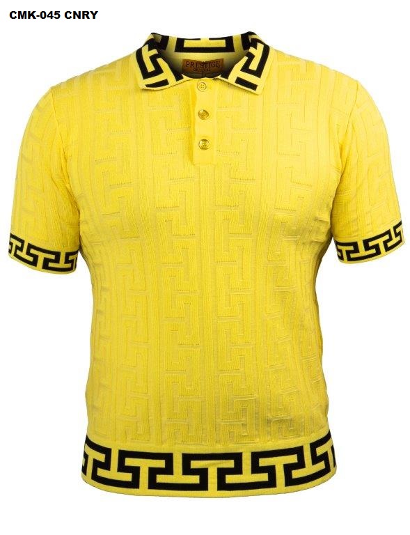 Prestige Greek Key Polo Yellow CMK-045 At The Mister Shop Since 1948