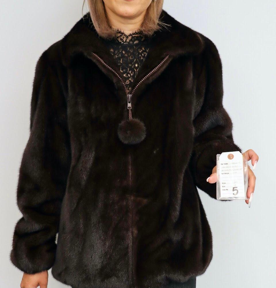 Gliagias Furs Women's Full Skin Mink Bomber Jacket W/ Hood Ranch 5381