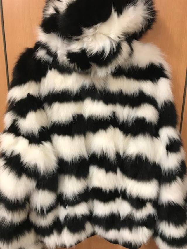 The Mister Shop Long Fox Hooded Fur Jacket Black/White furs fur At The ...