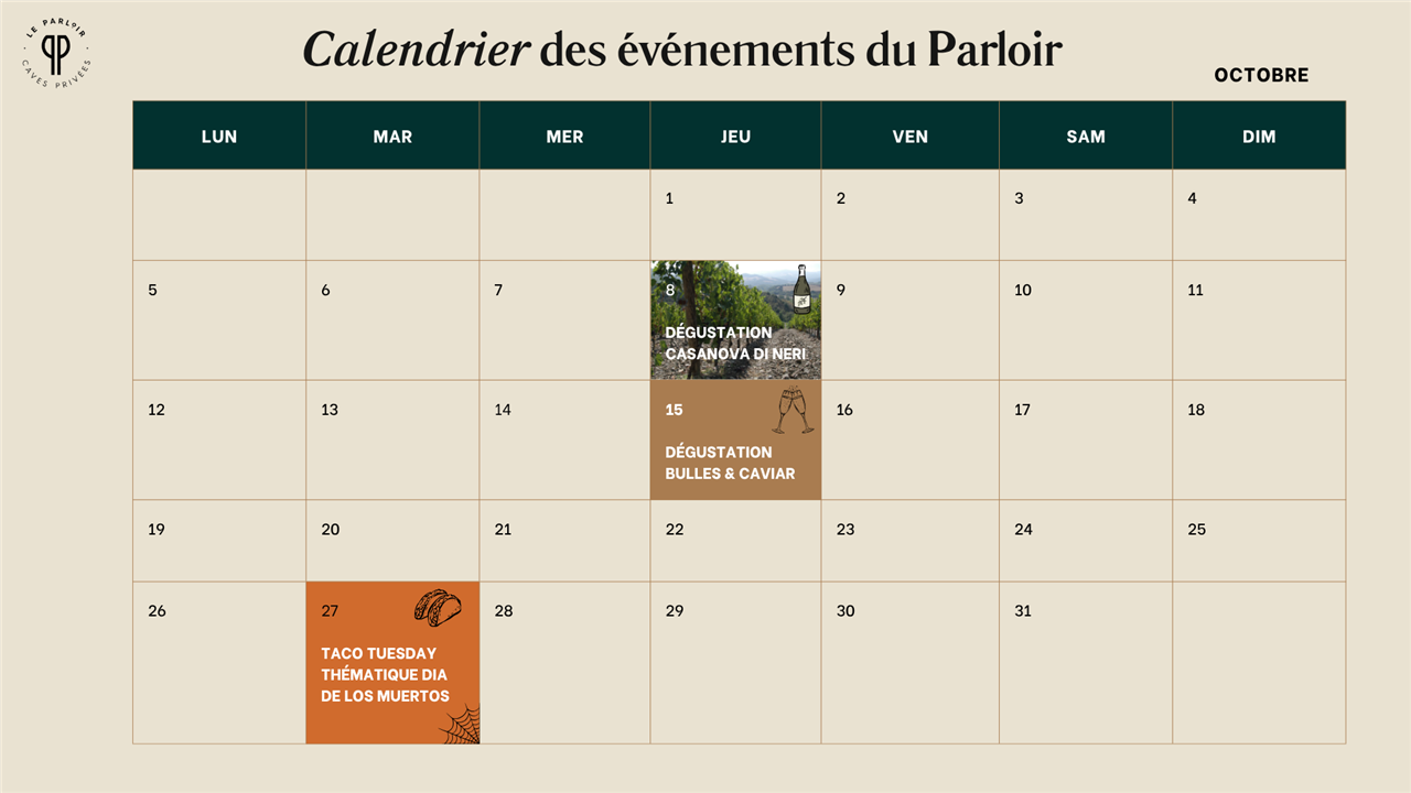 Calendrier des événements du Parloir