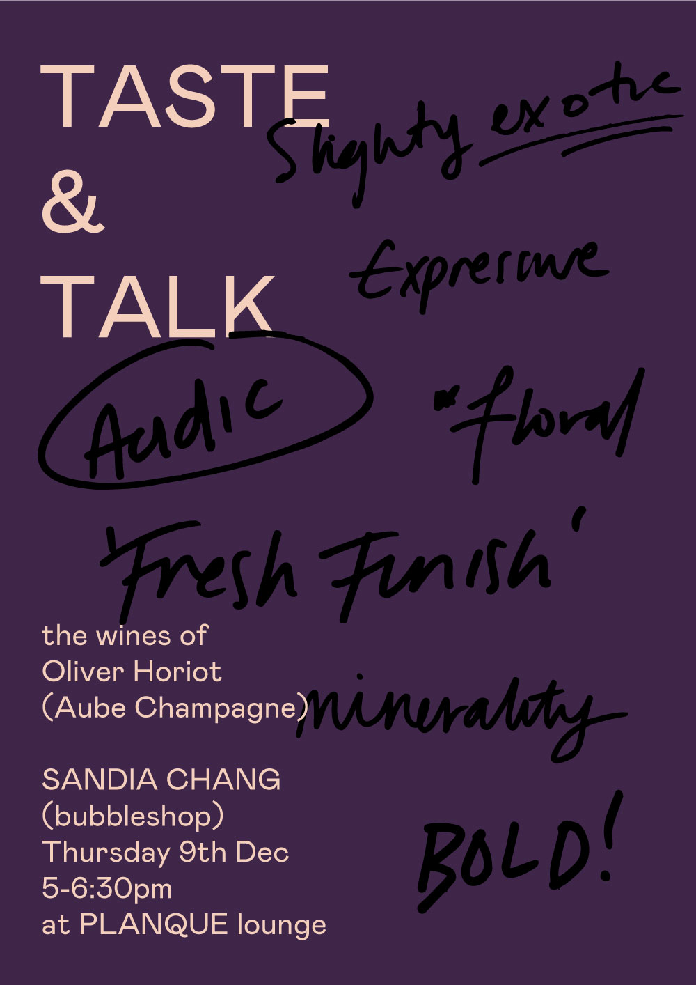 Workshop: Taste & Talk with Sandia Chang
