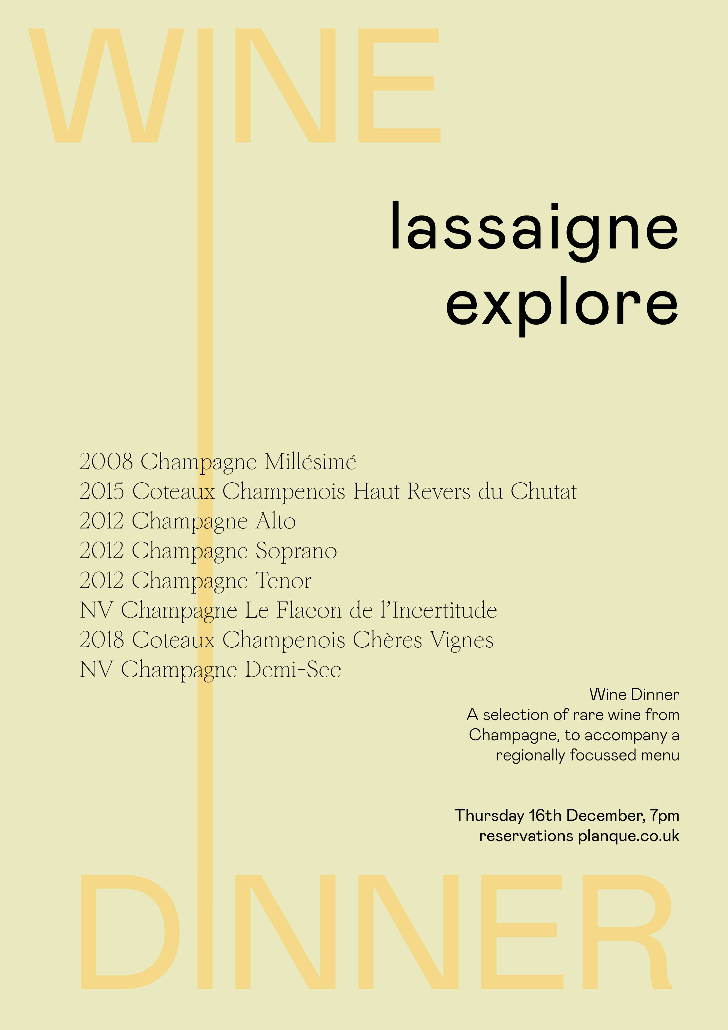 Wine Dinner: Lassaigne Explore