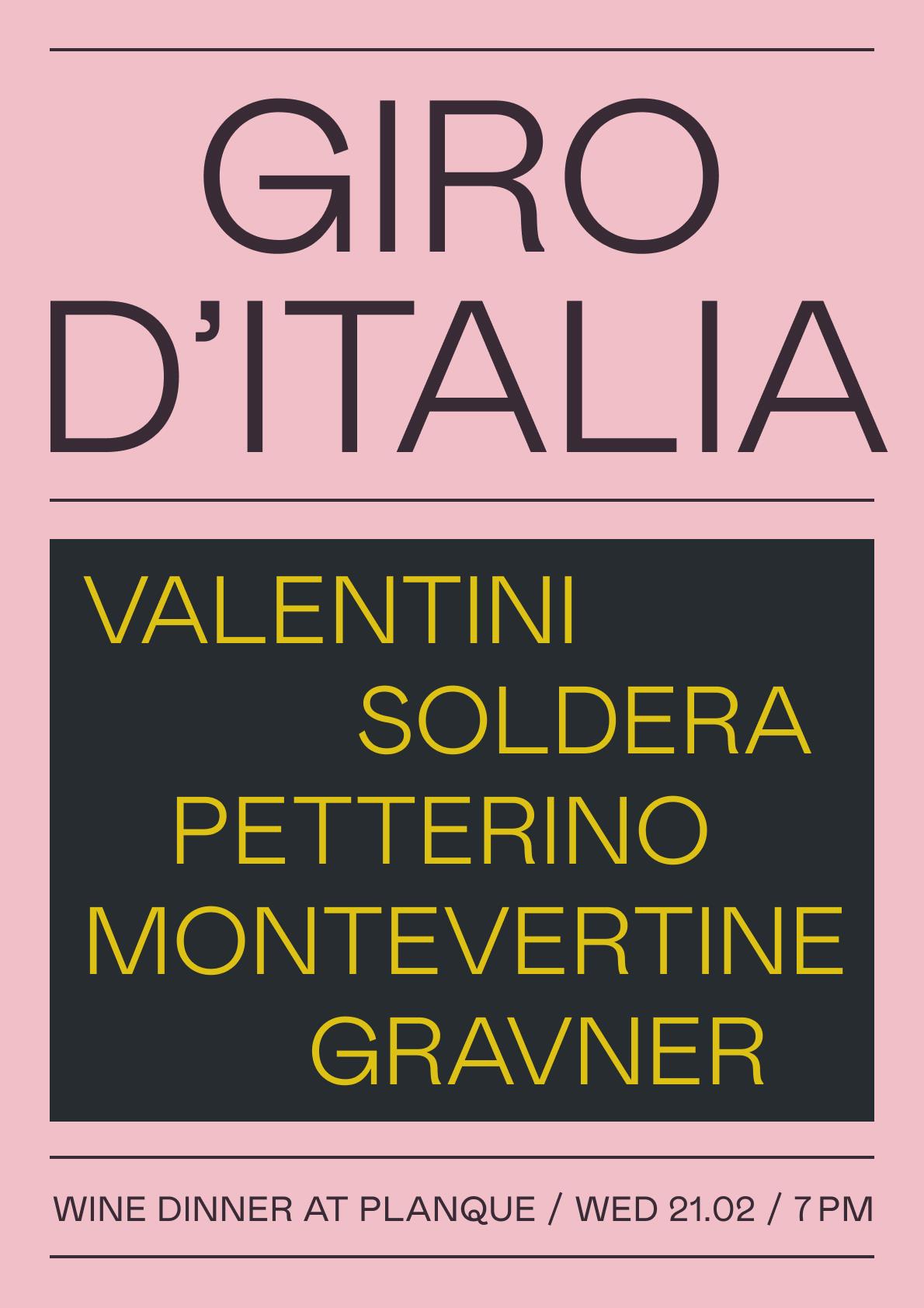 Wine Dinner: Giro d'Italia