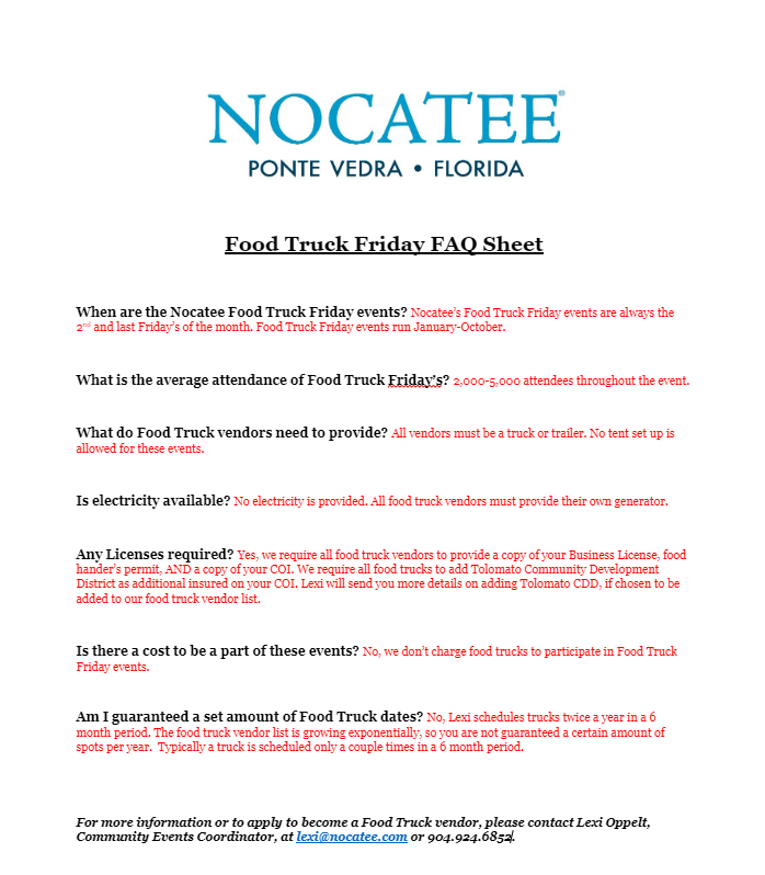 Nocatee Food Truck Friday