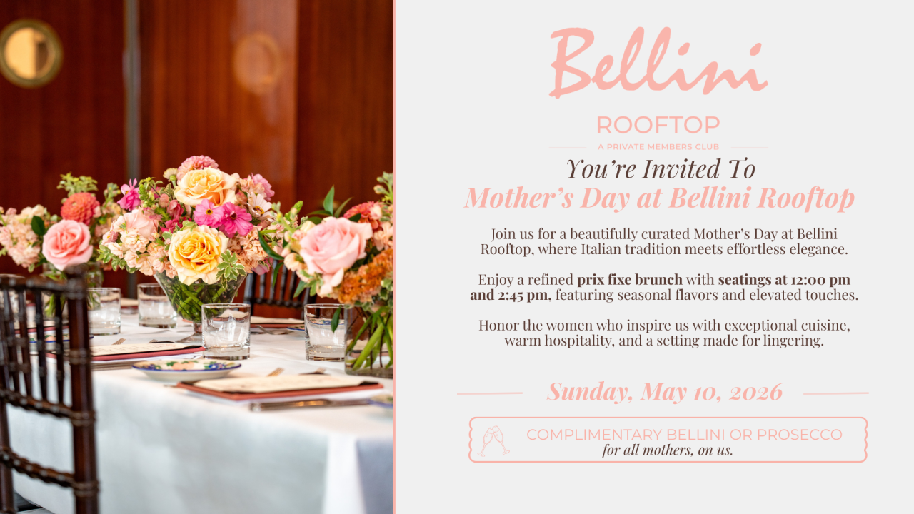 Mother’s Day Rooftop Prix Fixe (First Seating, 12pm, Second Seating, 2:45pm) 
