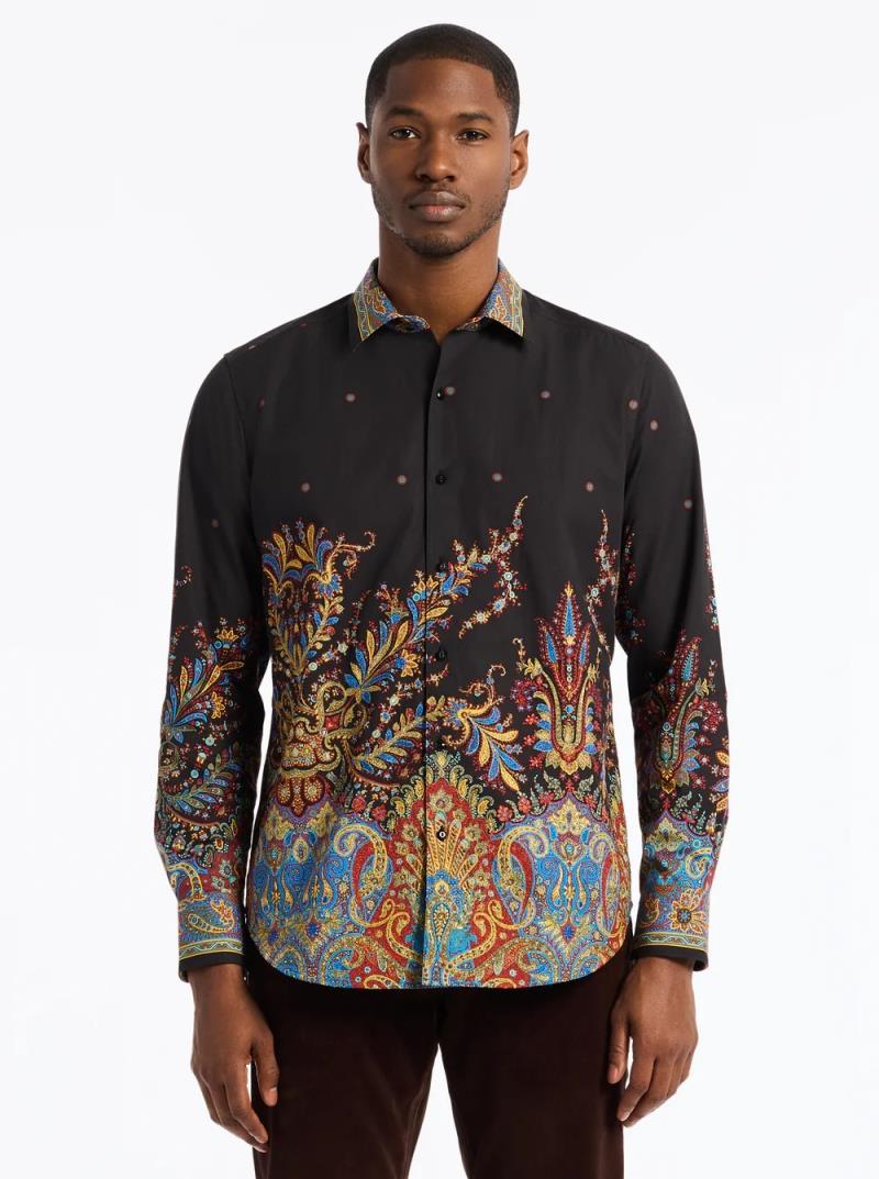 Chemise Robert Graham Grand Master édition Limitée - Taille M - Imprimé Paisley Multicolore - Manches Longues - Neuf