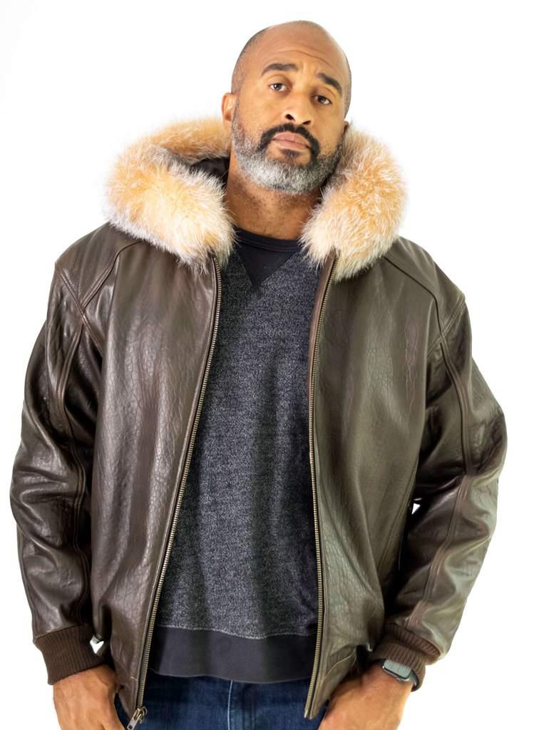 G Gator Jake Wood Men's Basic Hood Leather Jacket 2066H (S-2x)