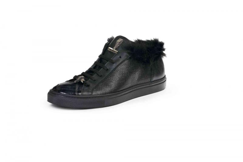 Mauri Crocodile Fur Sneaker Black 8591