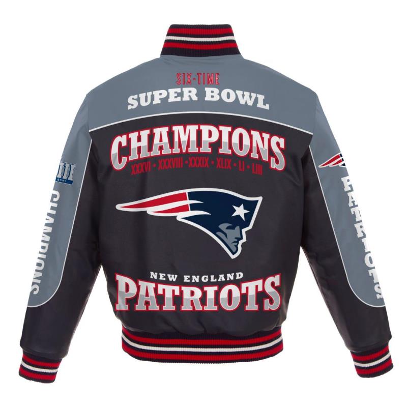 2019 New England Patriots Super Bowl LIII Champions All Leather Lambskin Jacket 