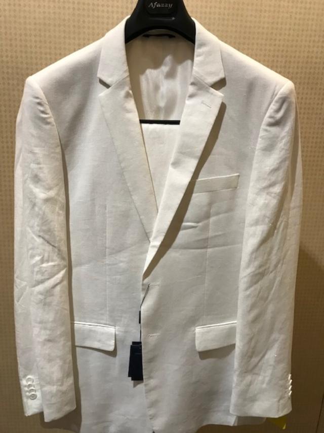 Afazzy Beach Summer Wedding 100 % Linen Suit White