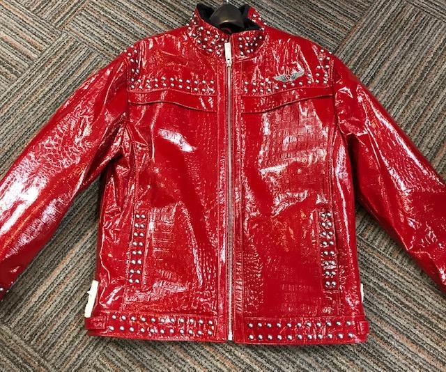 Originale Studded Embossed Patent Gator Leather Jacket