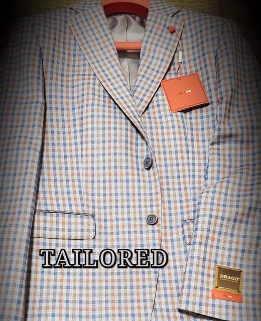 Peerless Tailor Red Checker Sport Coat Orange Blue