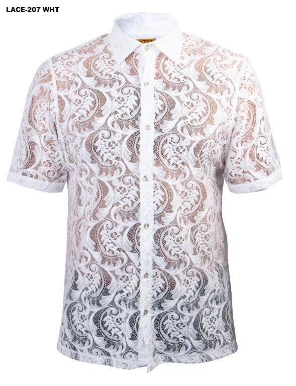 Prestige Paisley Short Sleeve Shirt Lace-207 White