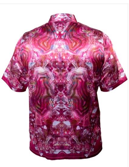 Prestige Print Short Sleeve Shirt Pink PR-131