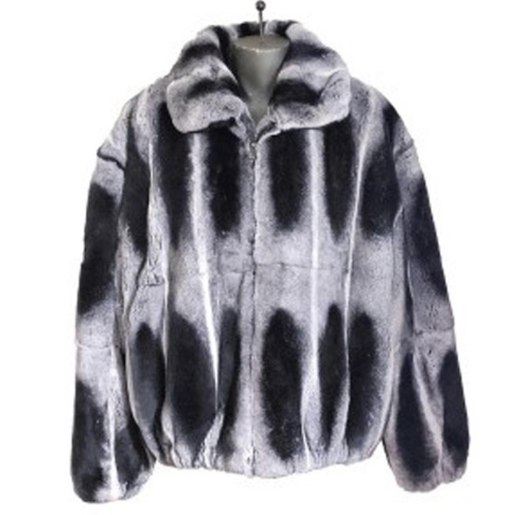 Rex Rabbit Fur Coat with Chinchilla Look