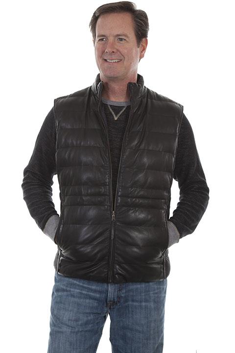 Scully Men's Reversible Ribbed Leather Vest Black 1018