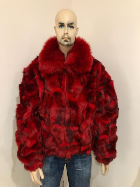 Winter Fur Men's Fox Jacket Red