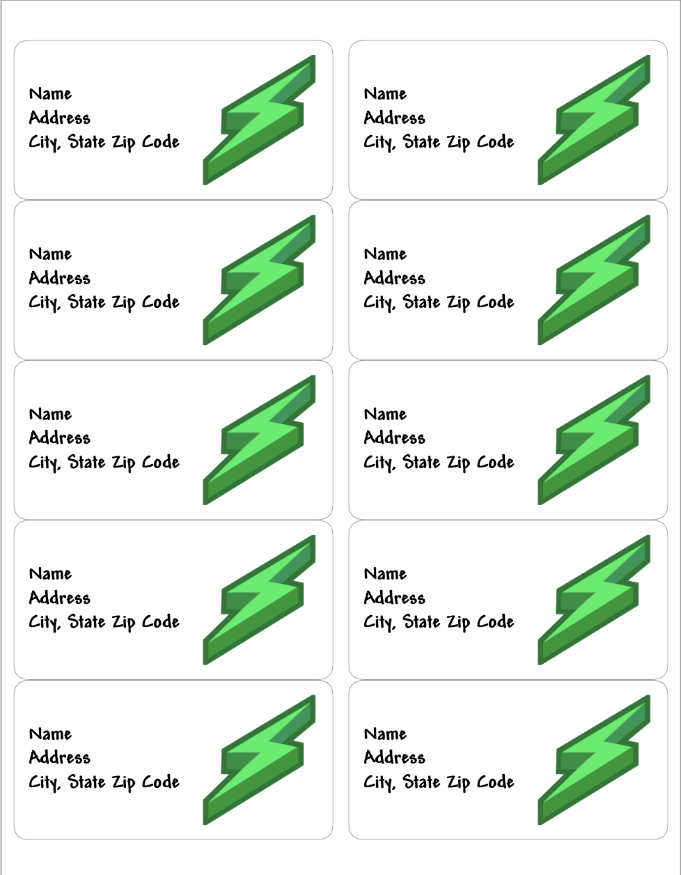 Lightning Bolt Address Labels