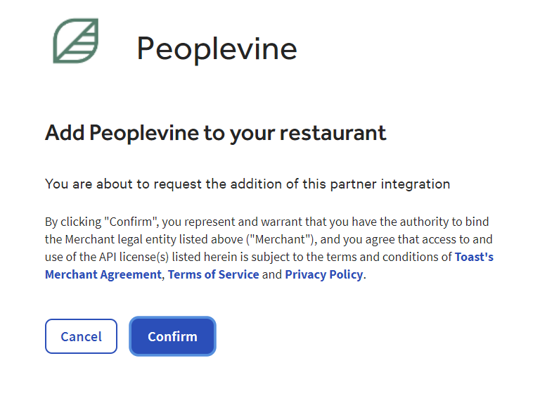 Peoplevine is Live on the Toast Marketplace for 1-click Enablement photo