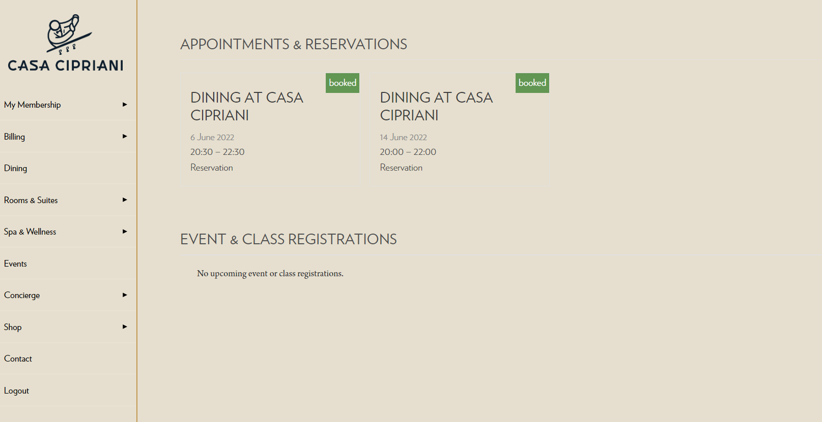 Updated Bookings Page with Appointments, Reservations, Events and Classes on One Screen photo