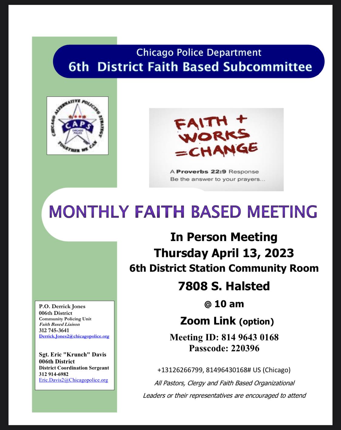 6th District Faith Based Subcommittee