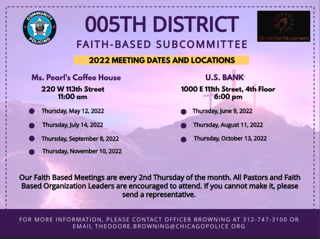 005 District Faith-Based Subcommittee Monthly Meeting