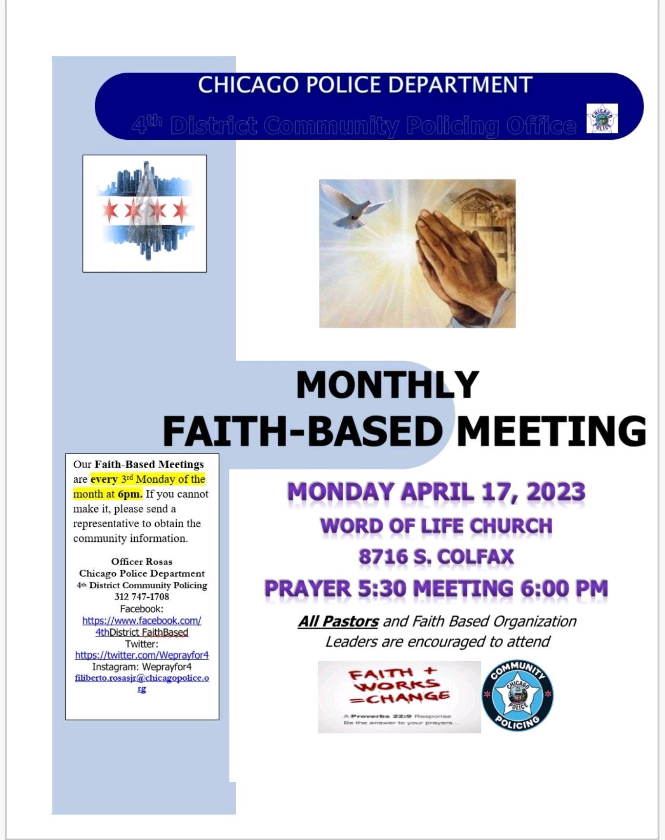 4th District Faith-Based Subcommittee Monthly Meeting