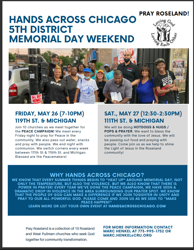 HANDS ACROSS CHICAGO- 5TH DISTRICT MEMORIAL DAY WEEKEND