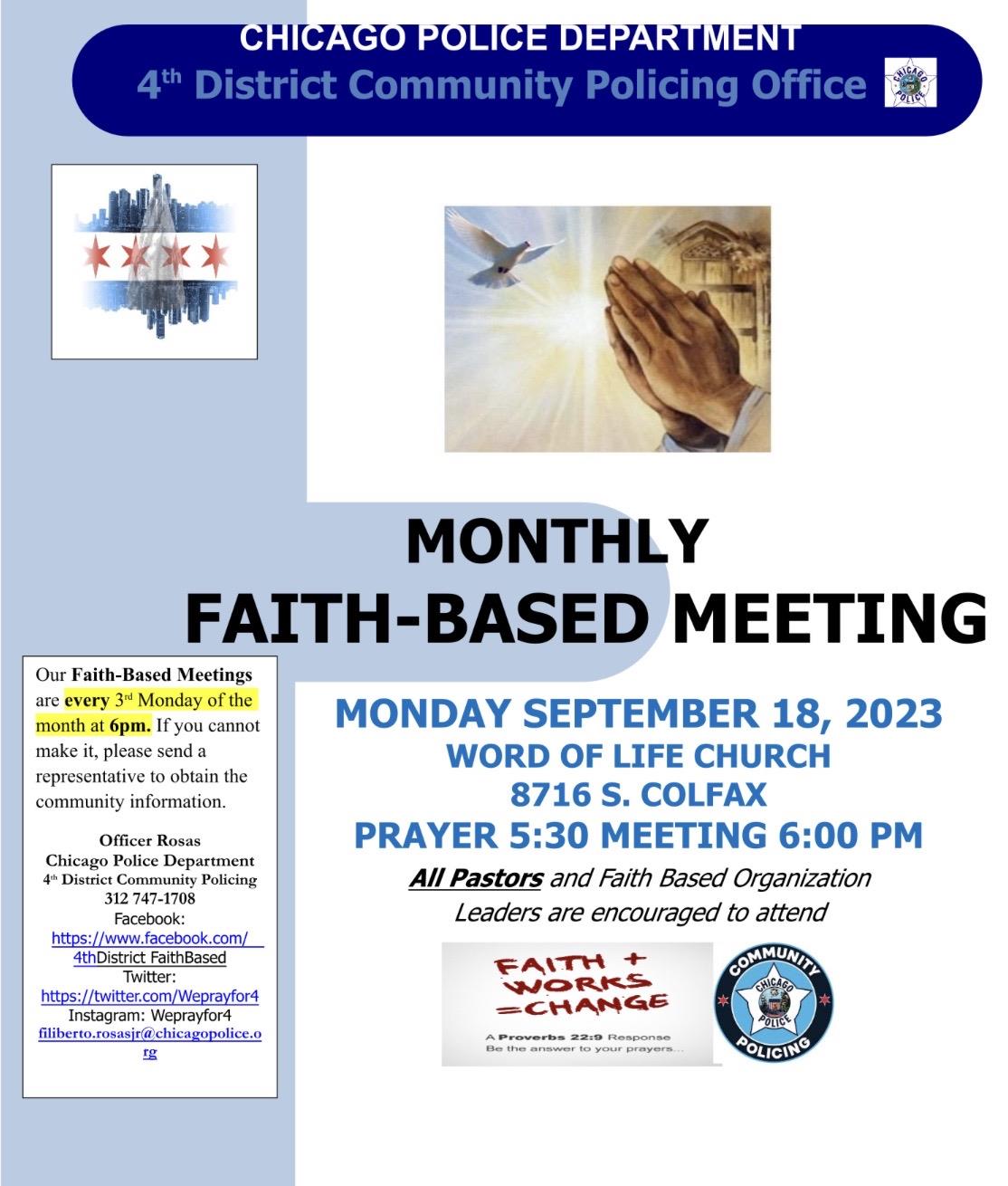 4th District Faith-Based Subcommittee Monthly Meeting